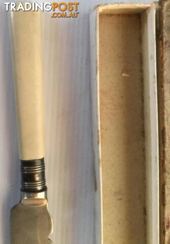 Vintage carving bread knife Stainless nickel with faux bone hand - photo 4 of 4
