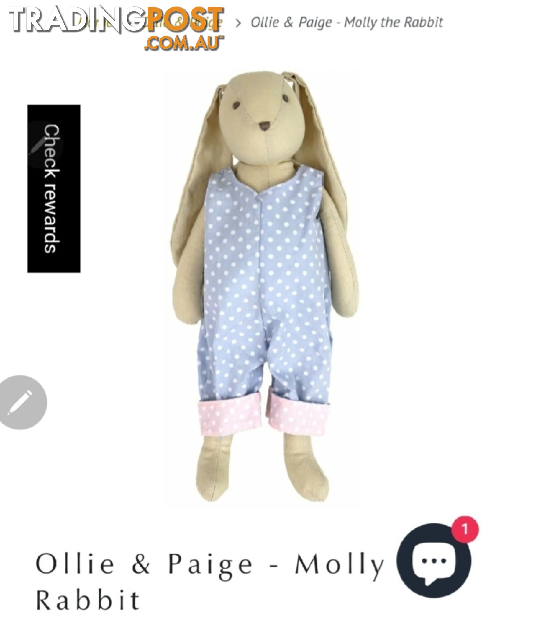 OLLIE & PAIGE "MOLLY THE RABBIT" PLUSHIE