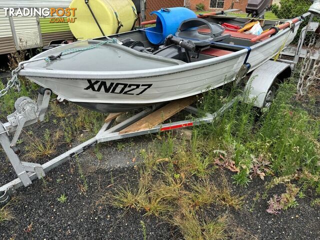 TINNY BOAT WITH 2 MOTORS OARS AND SOME EXTRAS SELL AS IS TRAILER REGISTERED
