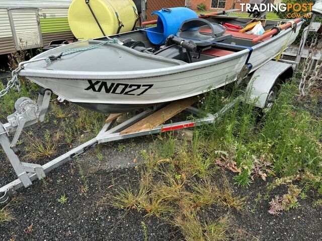 TINNY BOAT WITH 2 MOTORS OARS AND SOME EXTRAS SELL AS IS TRAILER REGISTERED