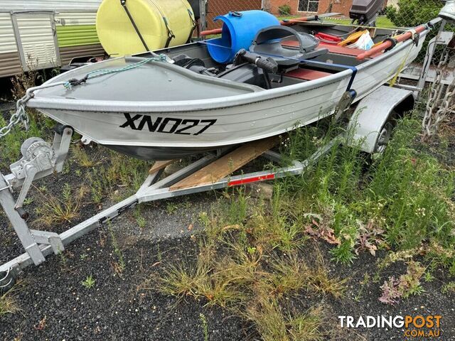 TINNY BOAT WITH 2 MOTORS OARS AND SOME EXTRAS SELL AS IS TRAILER REGISTERED