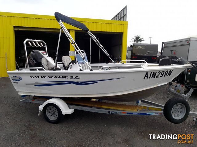 QUINTREX RENEGADE SIDE CONSOLE 4.2M-50HP MERCURY 4 STROKE AND TRAILER
