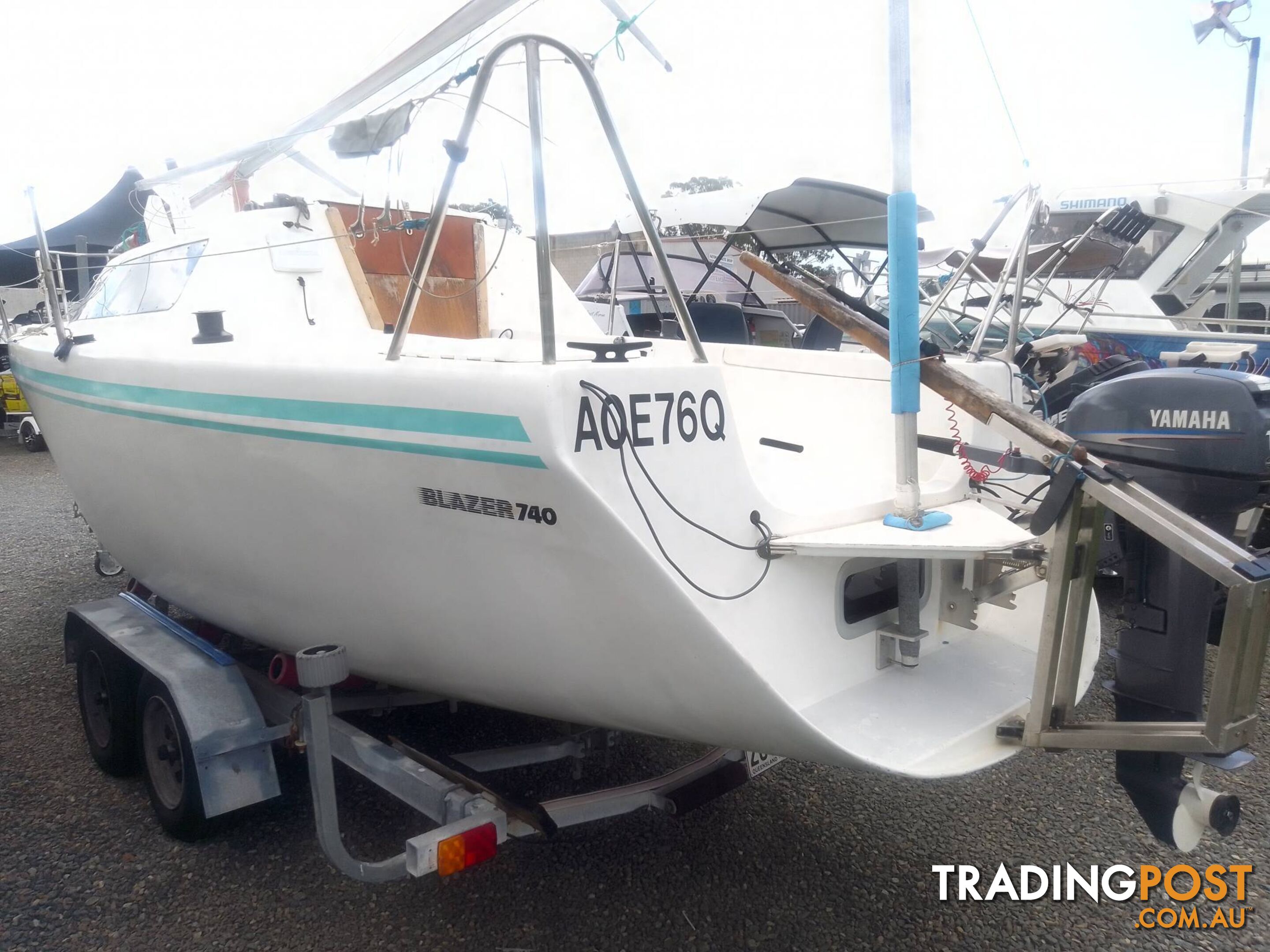 BLAZER 740 TRAILER SAILOR 7.4M SAIL BOAT -15HP YAMAHA 2 STROKE OUTBOARD AND TRAILER