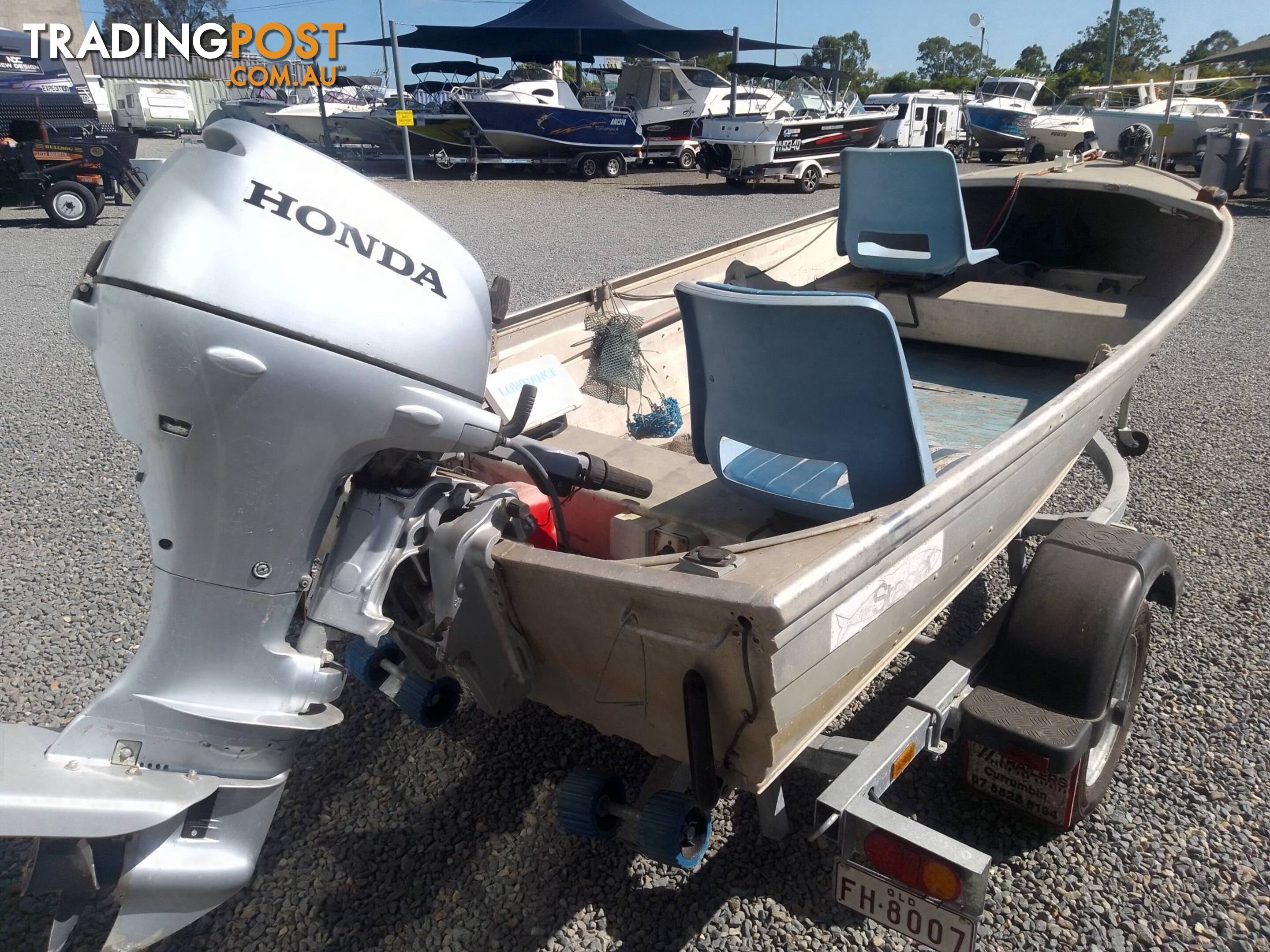 STACER 3.4MTR TILLER STEER ALUMINIUM BOAT- HONDA 15HP 4 STROKE OUTBOARD AND TRAILER