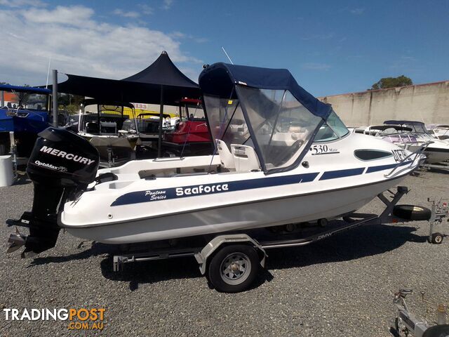 SEAFORCE 530 MATE PONTOON 1/2 CABIN-MERCURY 90HP OPTIMAX AND TRAILER