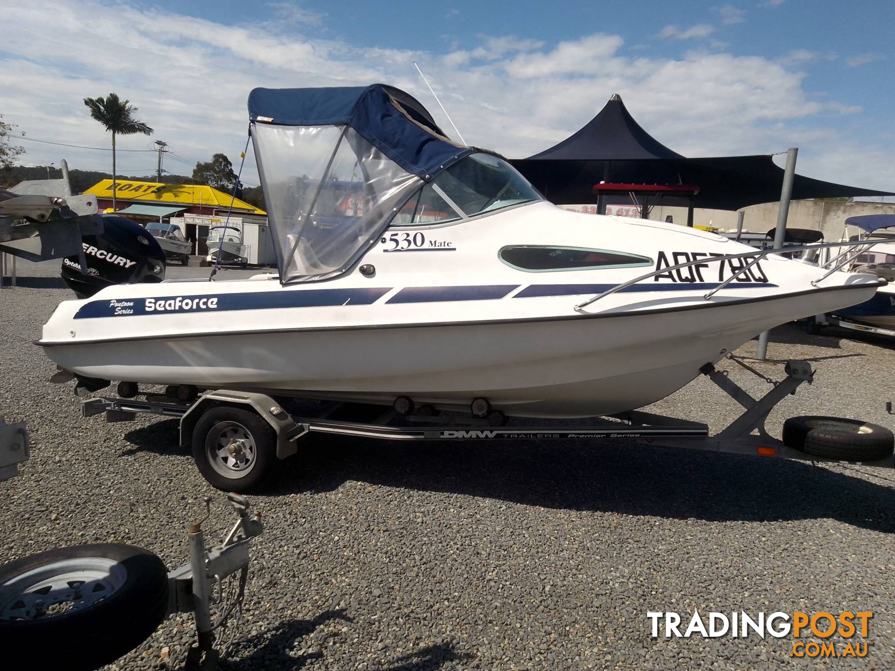 SEAFORCE 530 MATE PONTOON 1/2 CABIN-MERCURY 90HP OPTIMAX AND TRAILER