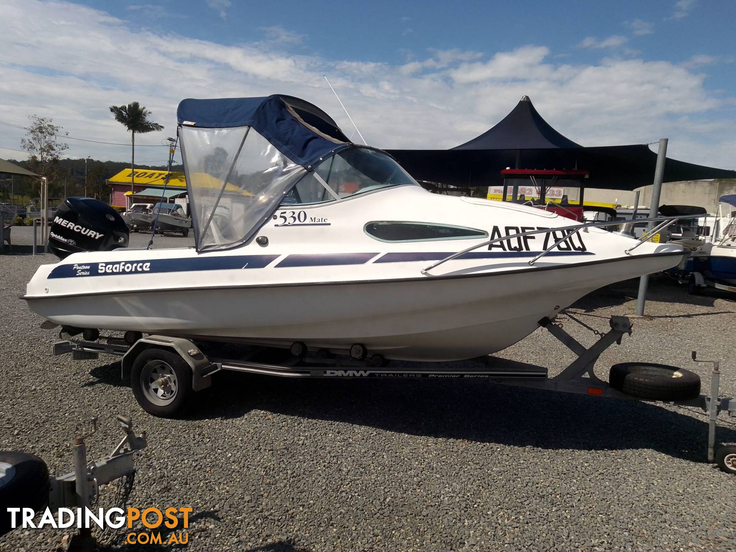 SEAFORCE 530 MATE PONTOON 1/2 CABIN-MERCURY 90HP OPTIMAX AND TRAILER