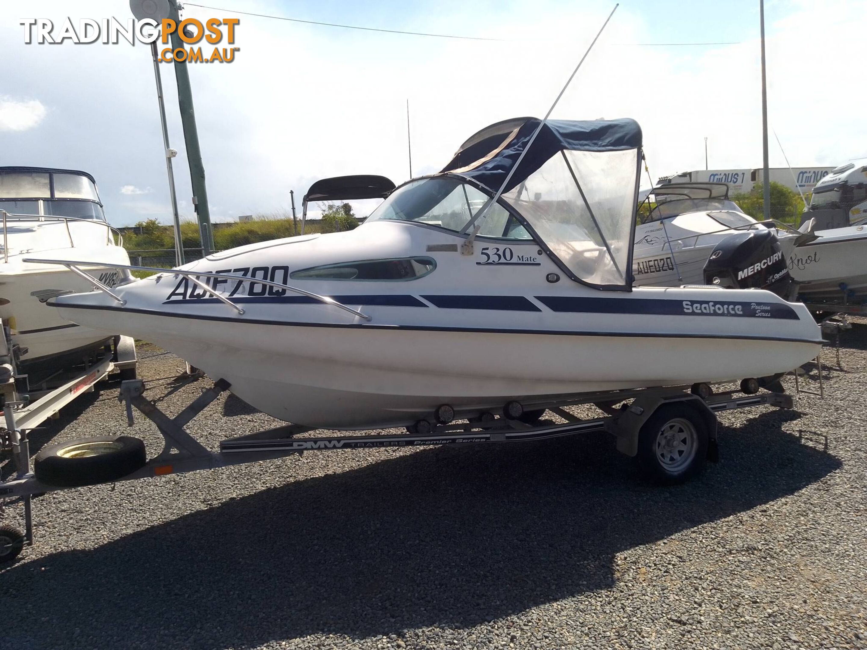 SEAFORCE 530 MATE PONTOON 1/2 CABIN-MERCURY 90HP OPTIMAX AND TRAILER