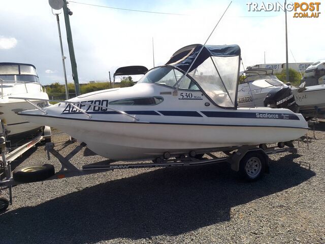 SEAFORCE 530 MATE PONTOON 1/2 CABIN-MERCURY 90HP OPTIMAX AND TRAILER