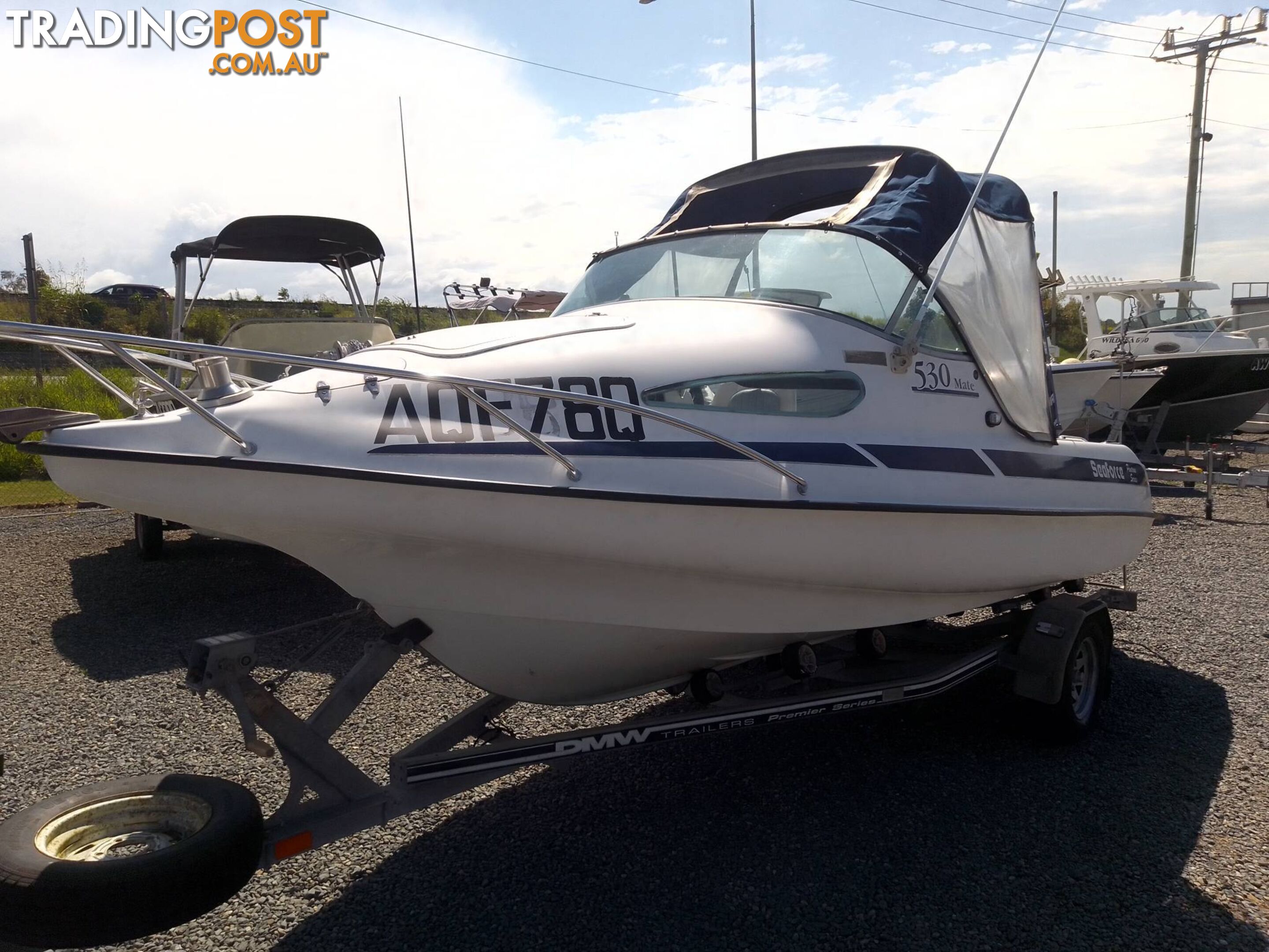 SEAFORCE 530 MATE PONTOON 1/2 CABIN-MERCURY 90HP OPTIMAX AND TRAILER