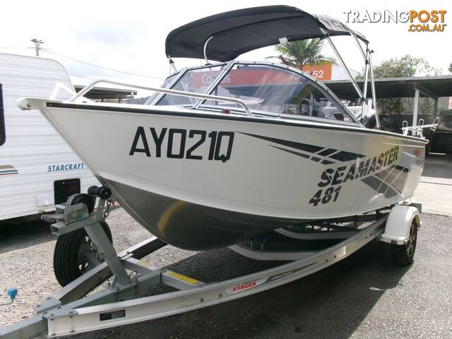 USED 2020 STACER SEAMASTER 481 RUNABOUT POWERED BY A 2019 75HP MERCURY 4 STROKE...