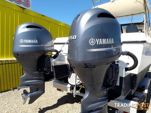 KEVLACAT 2400 OFFSHORE HALF CABIN-TWIN 150HP YAMAHA 4 STROKES AND ALLOY TRAILER