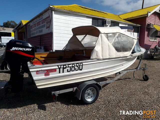 QUINTREX 4.2M SEAMAN MKII RUNABOUT-MERCURY 40HP OUTBOARD AND TRAILER