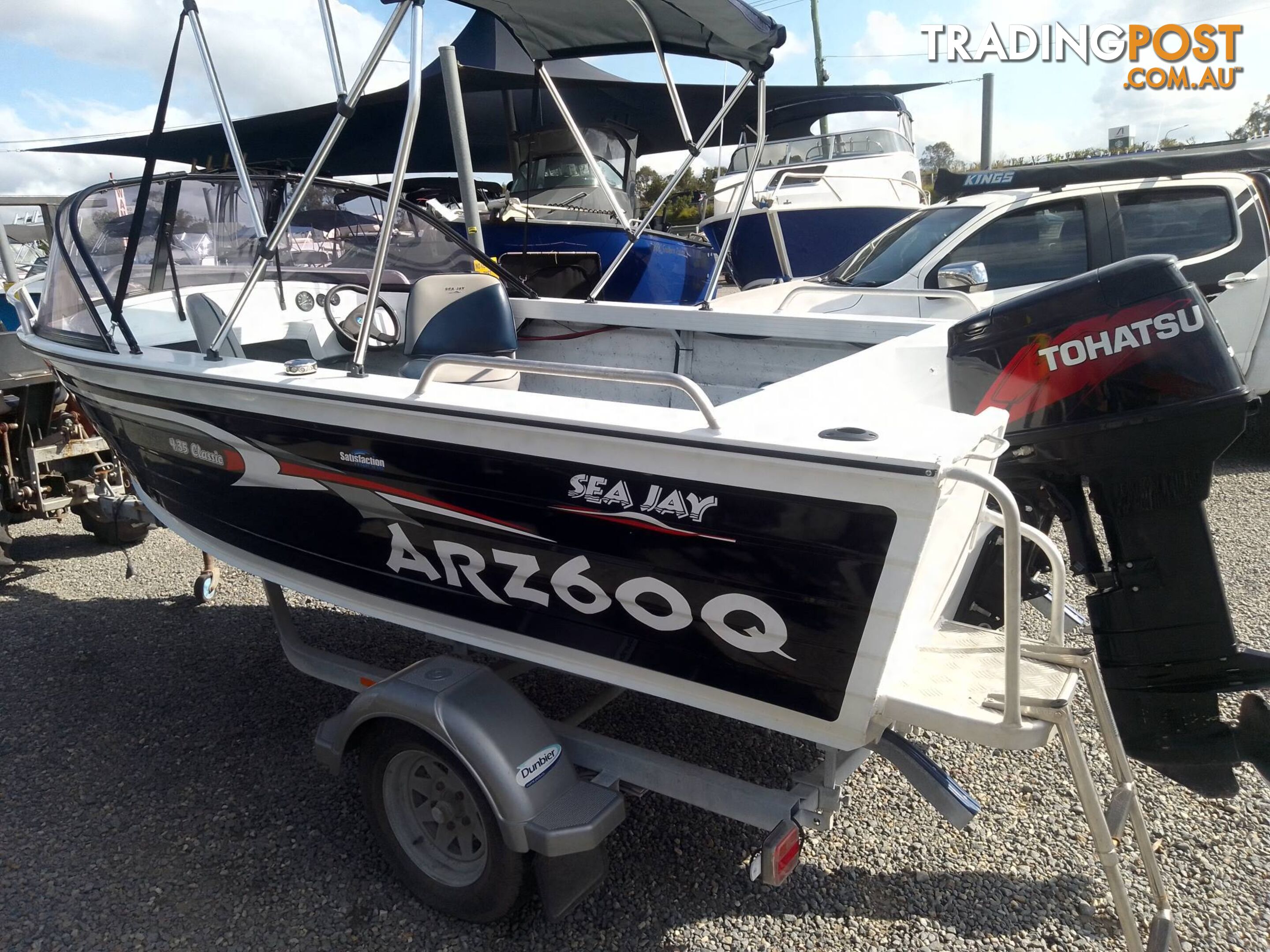 SEA JAY CLASSIC 4.3M RUNABOUT-40HP TOHATSU 2 STROKE AND TRAILER