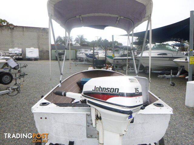 SAVAGE OPEN DINGHY-15HP JOHNSON OUTBOARD- TRAILER