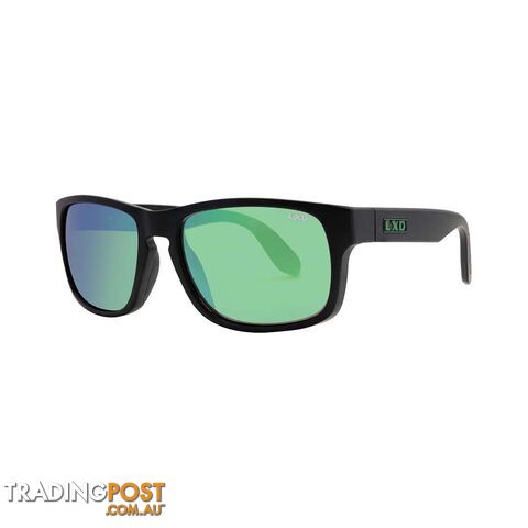 LXD Menâs Baja Mirror Polar Sunglasses Matt Black with Green Lens