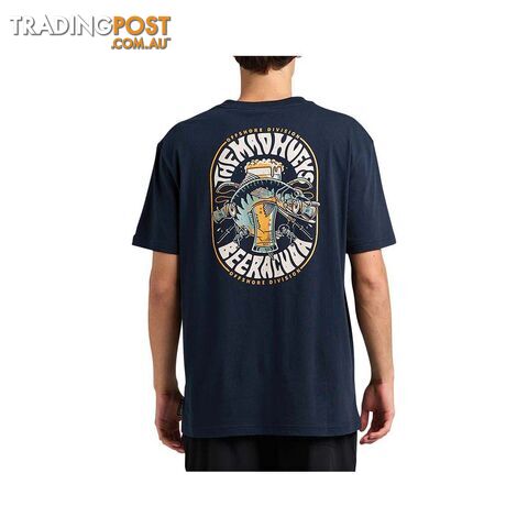 The Mad Hueys Menâs Beeracuda Short Sleeve Tee Navy 3XL