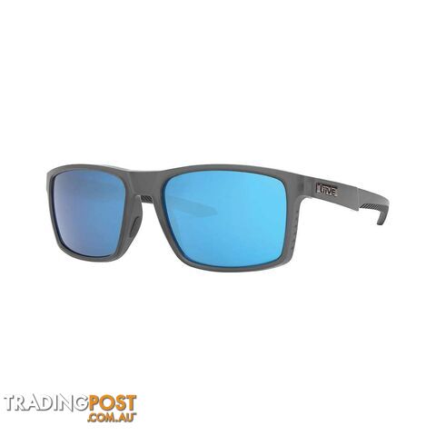 Liive Menâs Carver Sunglasses Matt Smoke with Blue Lens