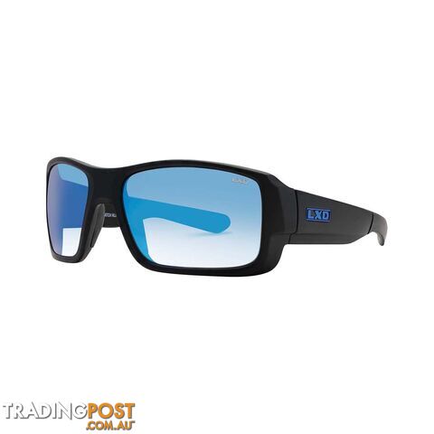 LXD Menâs Pacific Mirror Polar Sunglasses Matt Black with Blue Lens