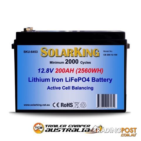 Solarking 200 AH 12V Lithium Battery LiFePo4 100 A BMS Active Cell Balancing