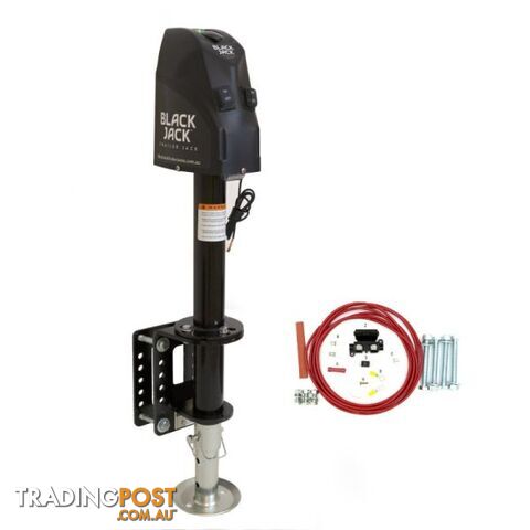Black Jack 12V Electric Automatic Trailer Jack with Clamp (flip foot and pad)&just connect to an Andersen plug