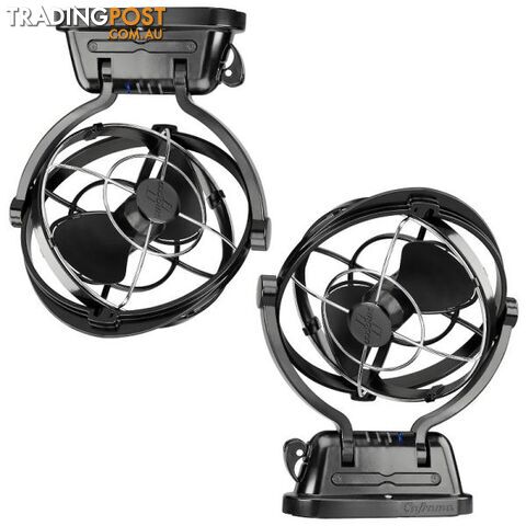 TWIN PACK Caframo Sirocco II 12V 24V Caravan Fan 360 Gimbal Design Black WINTER SPECIAL