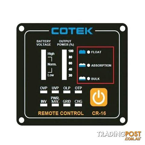 Cotek Remote Control Flush Mount Display for SP Inverter Series CR-16A