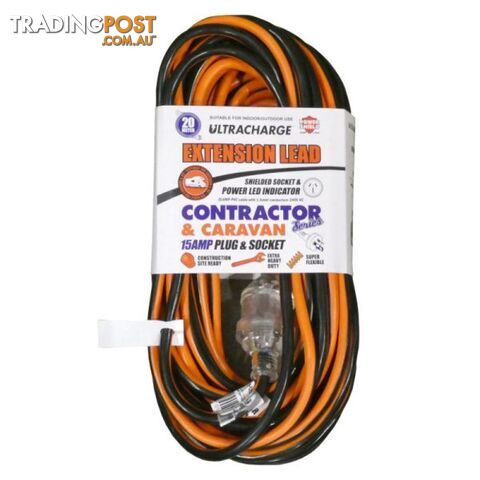 Ultracharge Heavy Duty 20M 15A Extension Lead Cord