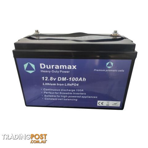 Duramax 100Ah 12V Lithium Battery LiFePo4 100A BMS Active Cell Balancing
