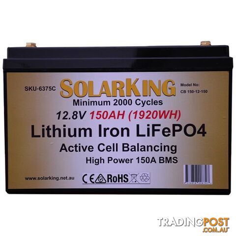 Solarking 150Ah 12V Lithium Battery LiFePo4 150A BMS Active Cell Balancing