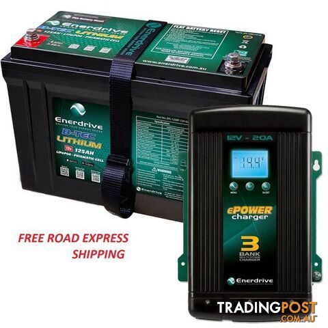 Enerdrive ePOWER B-TEC 12V 125Ah G2 Lithium Battery + AC 20A Charger