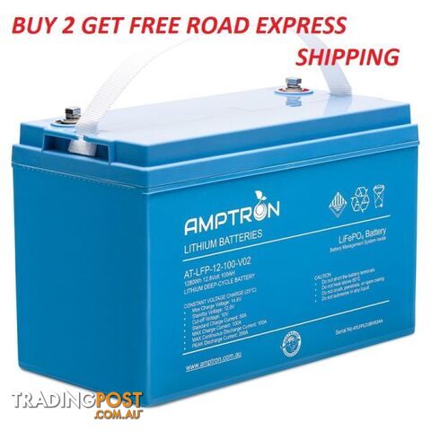 Amptron 100Ah 12V Lithium Iron LiFePO4 Battery 175A BMS Prismatic Cell