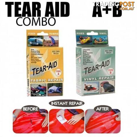 Tear Aid Type A & Type B Combo Kit Fabric & Vinyl Instant repair patch kit