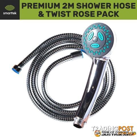 Smarttek 2m Premium Shower Hose and Twist Rose Pack