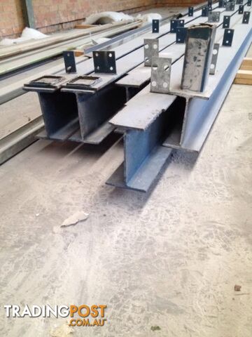 Steel beams, posts, channel, purlins, angle line