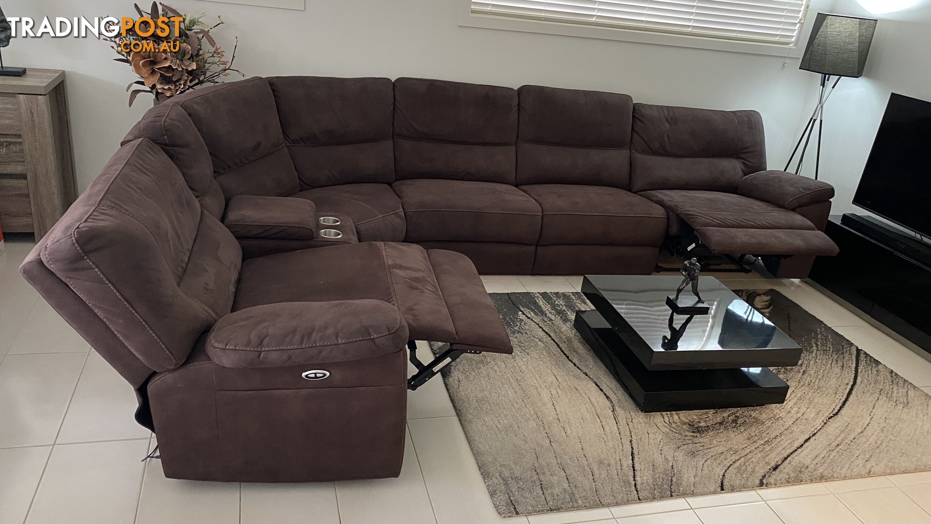 5 seater fabric modular lounge with recliners