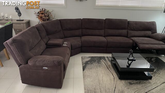 5 seater fabric modular lounge with recliners