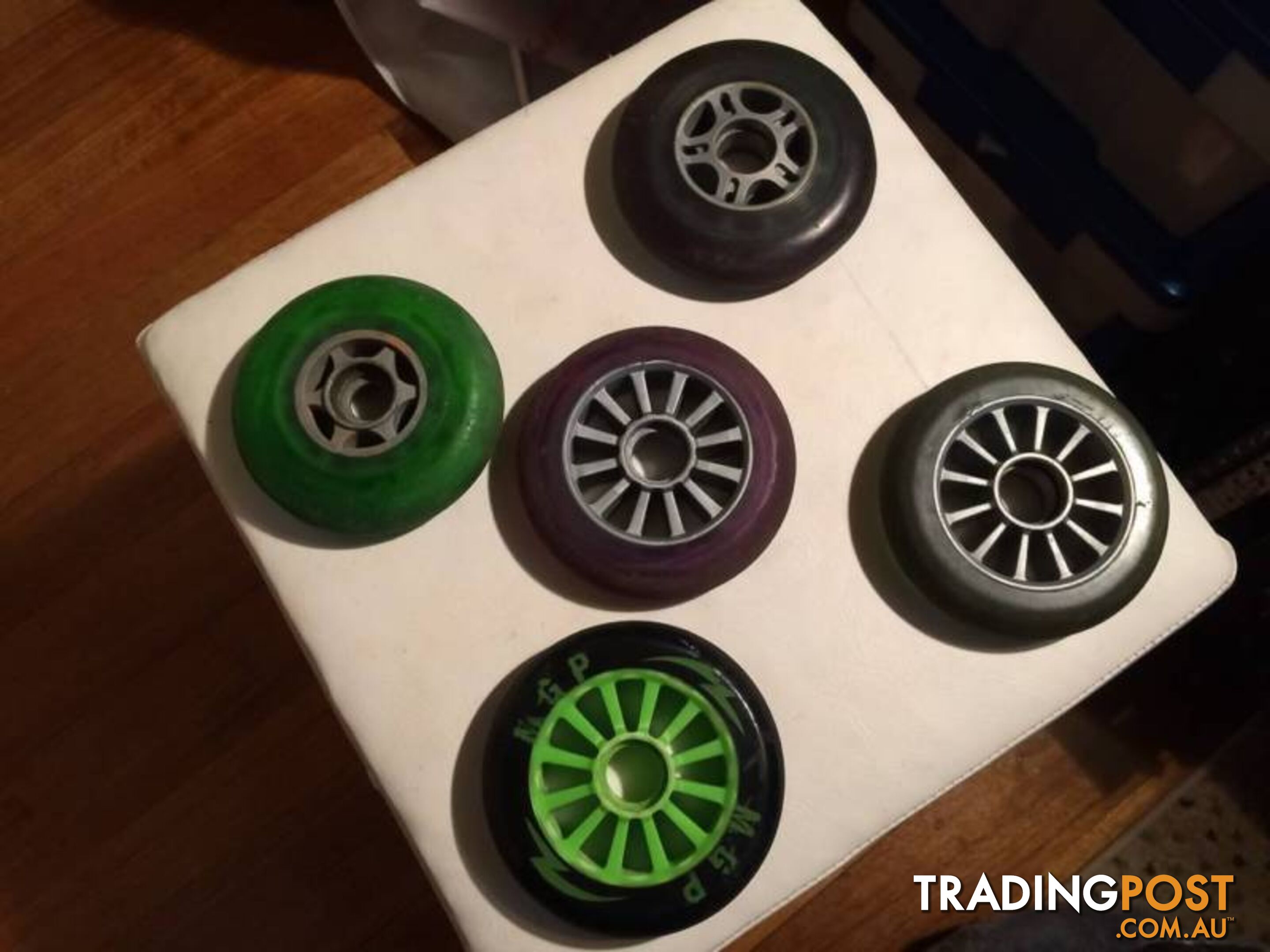 5 X PRO SCOOTER WHEELS IN GOOD CONDITION