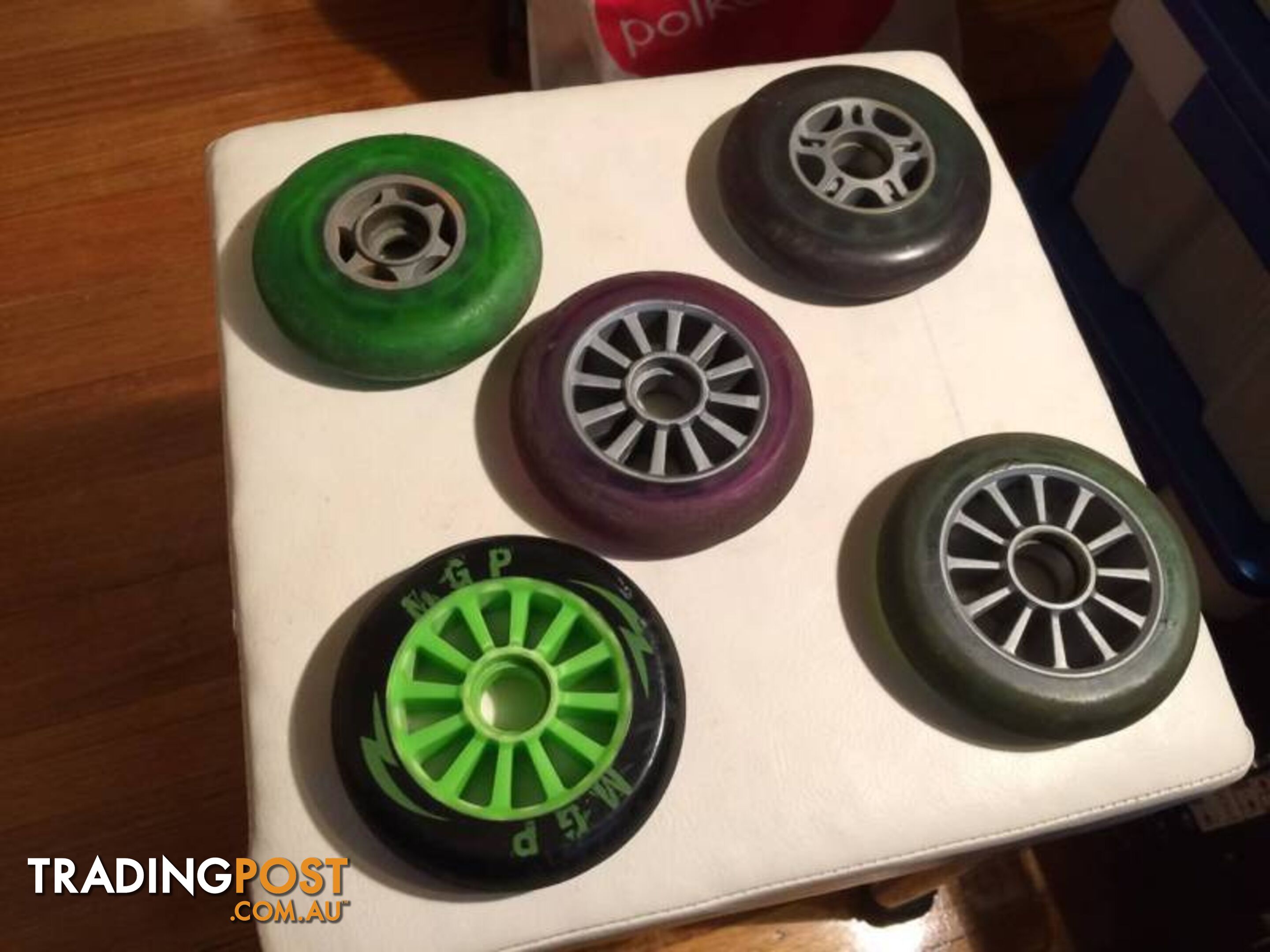 5 X PRO SCOOTER WHEELS IN GOOD CONDITION