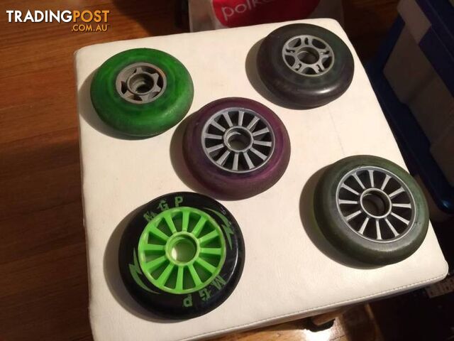 5 X PRO SCOOTER WHEELS IN GOOD CONDITION