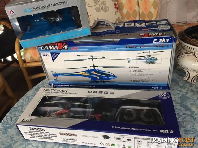 3 x remote control Helicopters! 1 working 1 not working 1 unsure