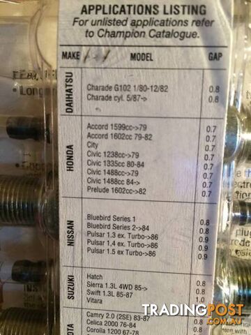 CHAMPION N11YC X 4 SPARK PLUGS TO SUIT 1980'S JAP CARS