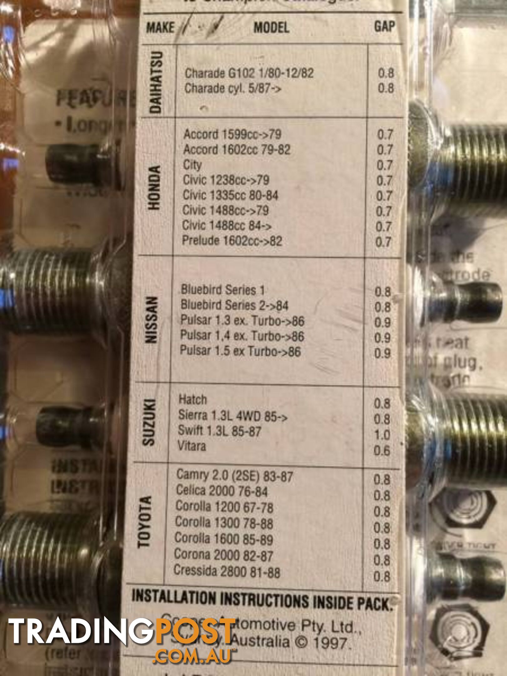 CHAMPION N11YC X 4 SPARK PLUGS TO SUIT 1980'S JAP CARS