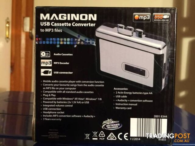 BRAND NEW MAGINON USB CASSETTE CONVERTER TO MP3 FILES