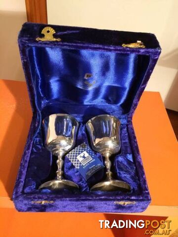 HIGHLANDS SIVER WARE PAIR OF WINE GOBLETS