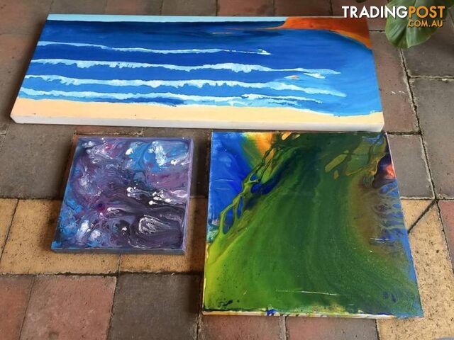 3 NICE CANVAS PAINTINGS $15 FOR ALL 3