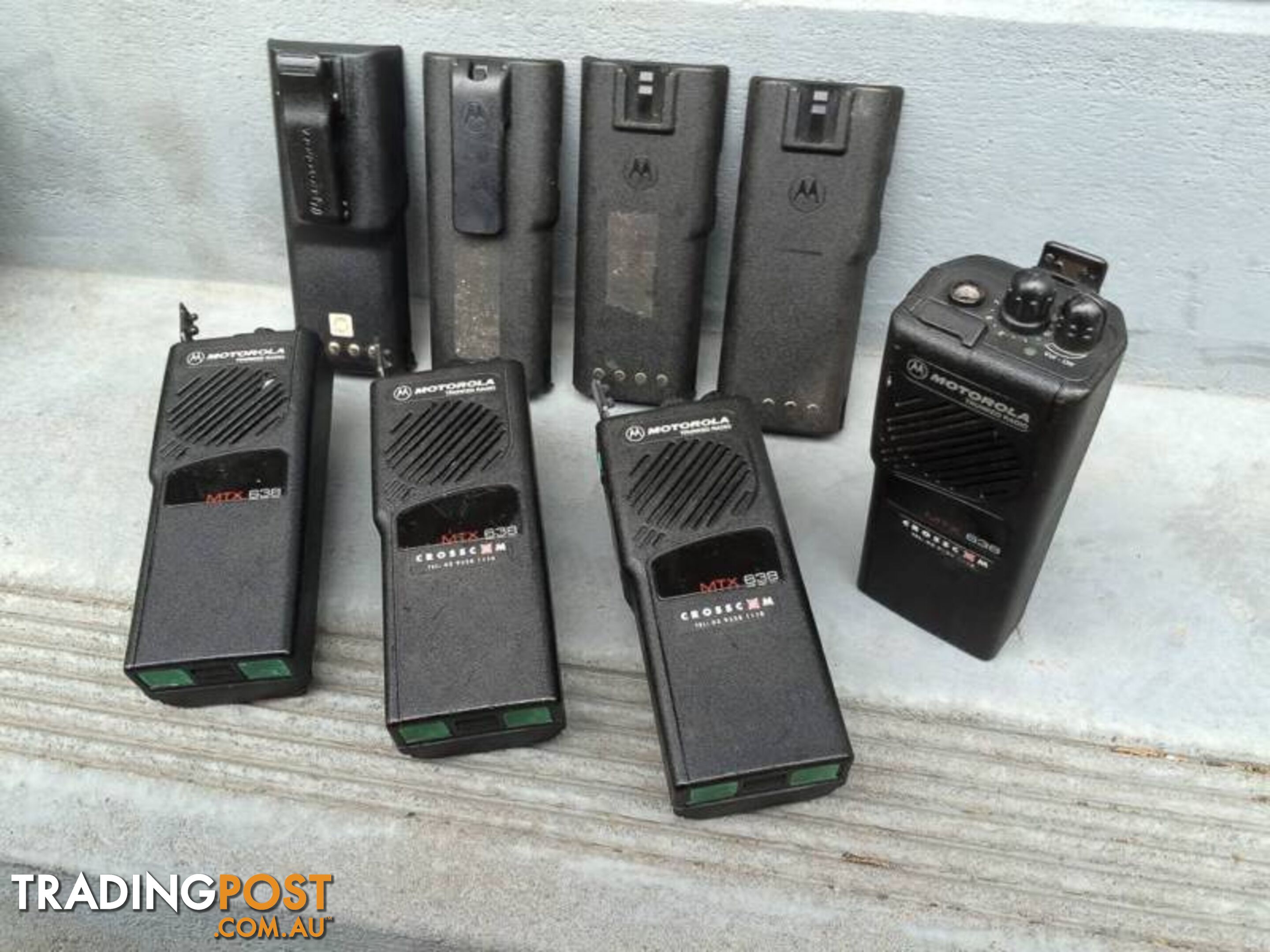 4 X MTX 638 Motorolla radios,4 x spare batteries & charger board