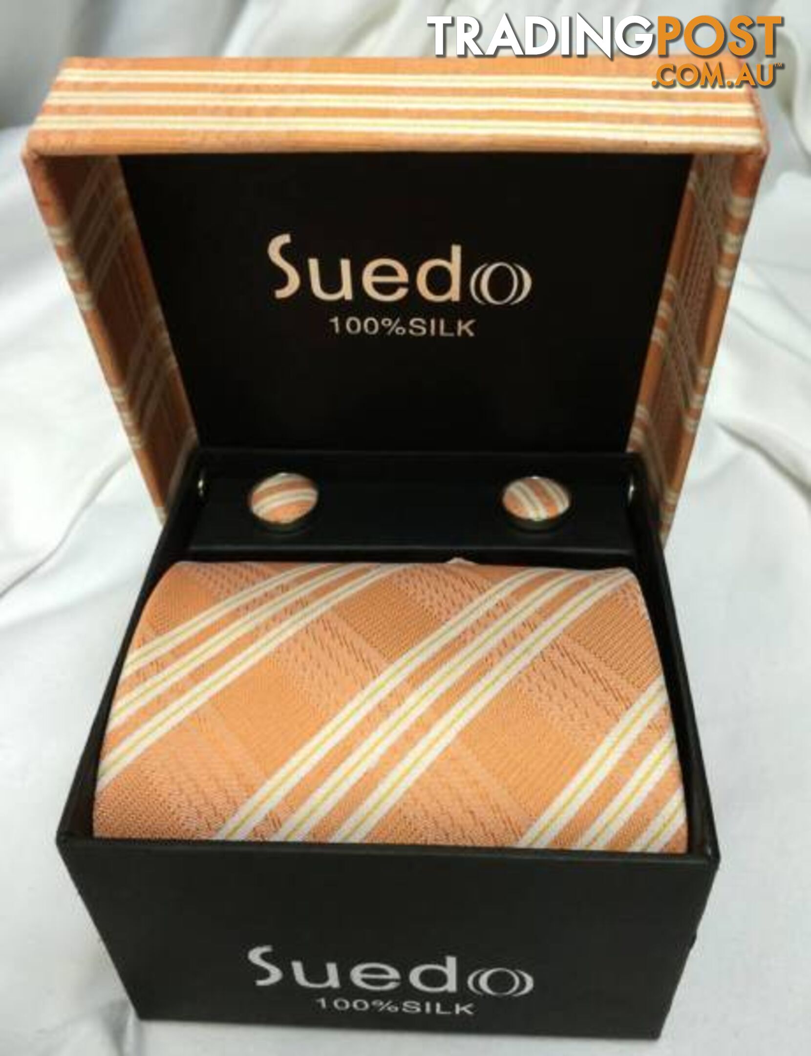 Brand new Mens silk tie & matching cufflinks by Suedo