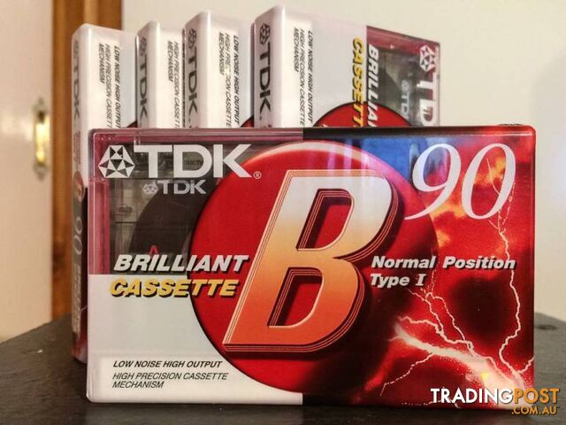 5 X BRAND NEW TDK B90 MINUTE BLANK CASSETTE TAPES