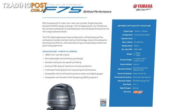 Quintrex 460 Renegade TS(Tiller Steer) + Yamaha F75hp 4-Stroke - Pack 3 for sale online prices